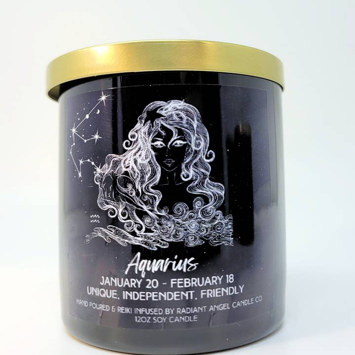 Radiant Angel Candle Co - Vendita all'ingrosso Candela in vasetto - Acquario, candela Acquario, Dea Acquario, Candela zodiacale