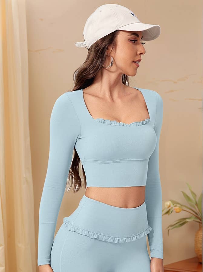 Langarm Crop Sport T-Shirt voor wholesale door Crave by FW