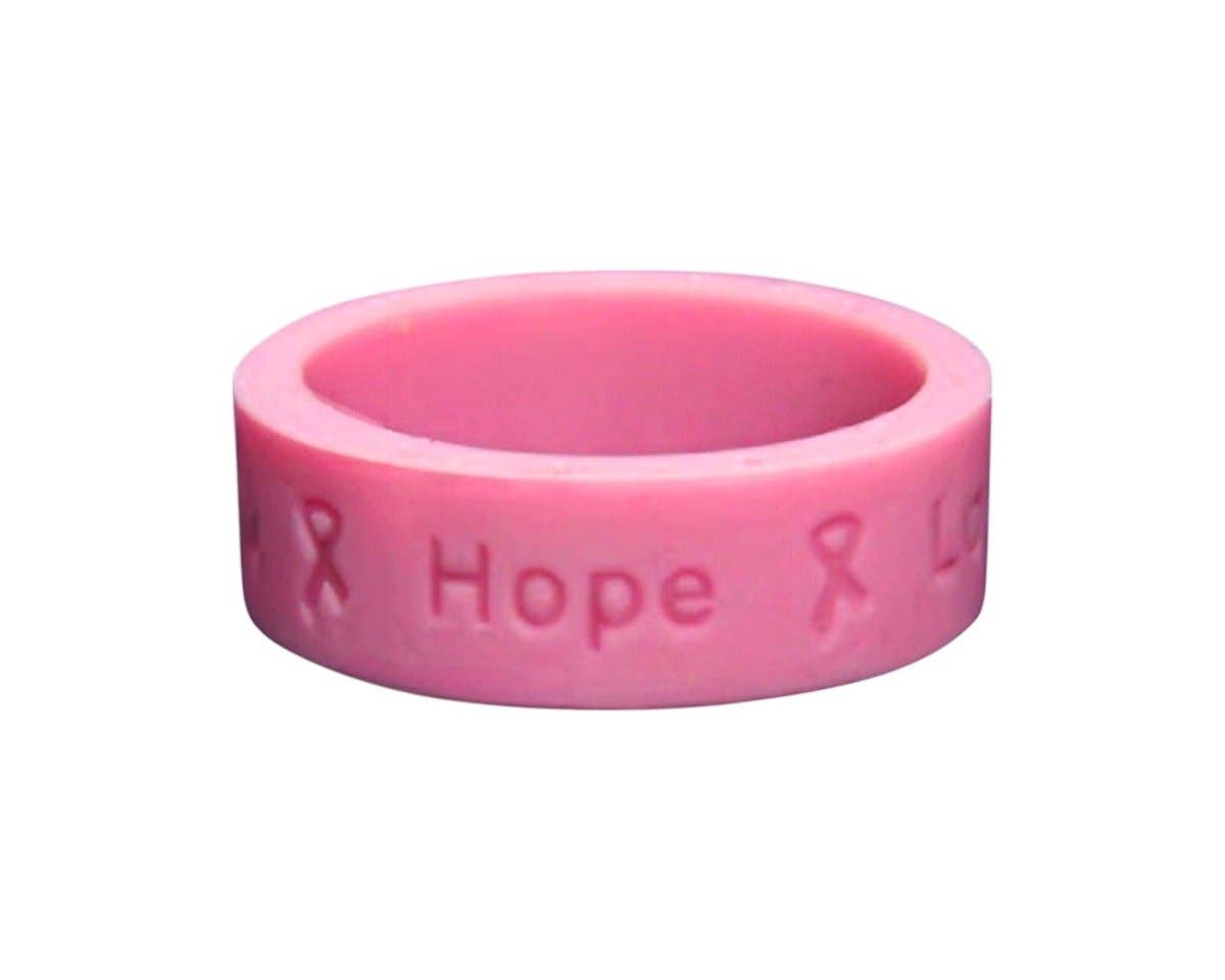 The Awareness Company - Wholesale Band/Stacked Ring - Pink Breast Cancer Awareness Silicone Rings0