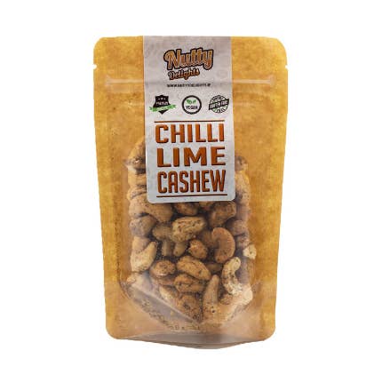 Chili Lime Cashewnötter (12x70g) för wholesale av Nutty Delights