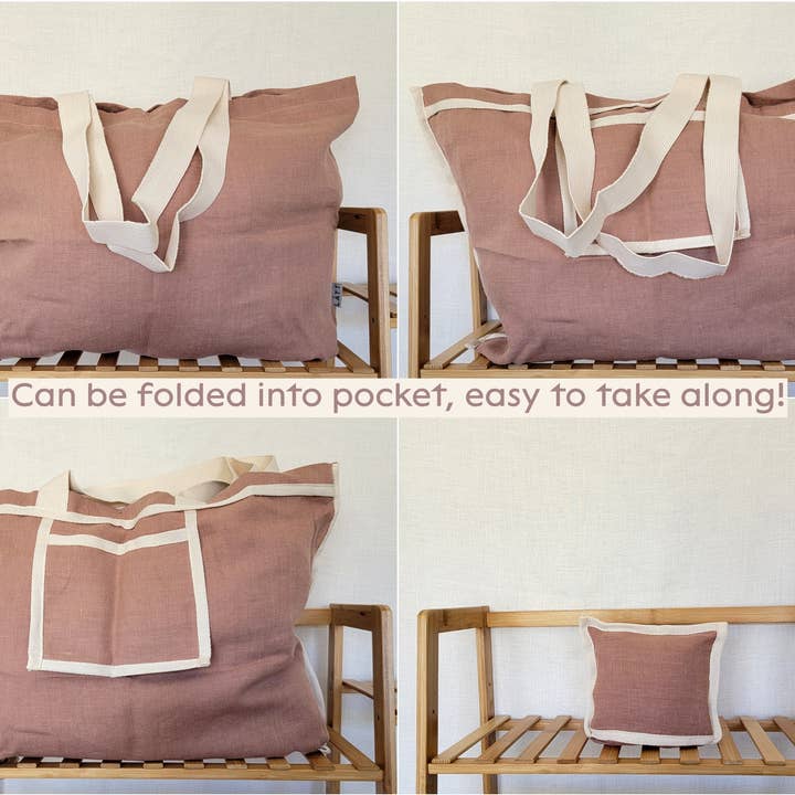 LATT - Wholesale Tote Bag - Unisex - Natural linen tote bag with pocket, large linen beach bag24