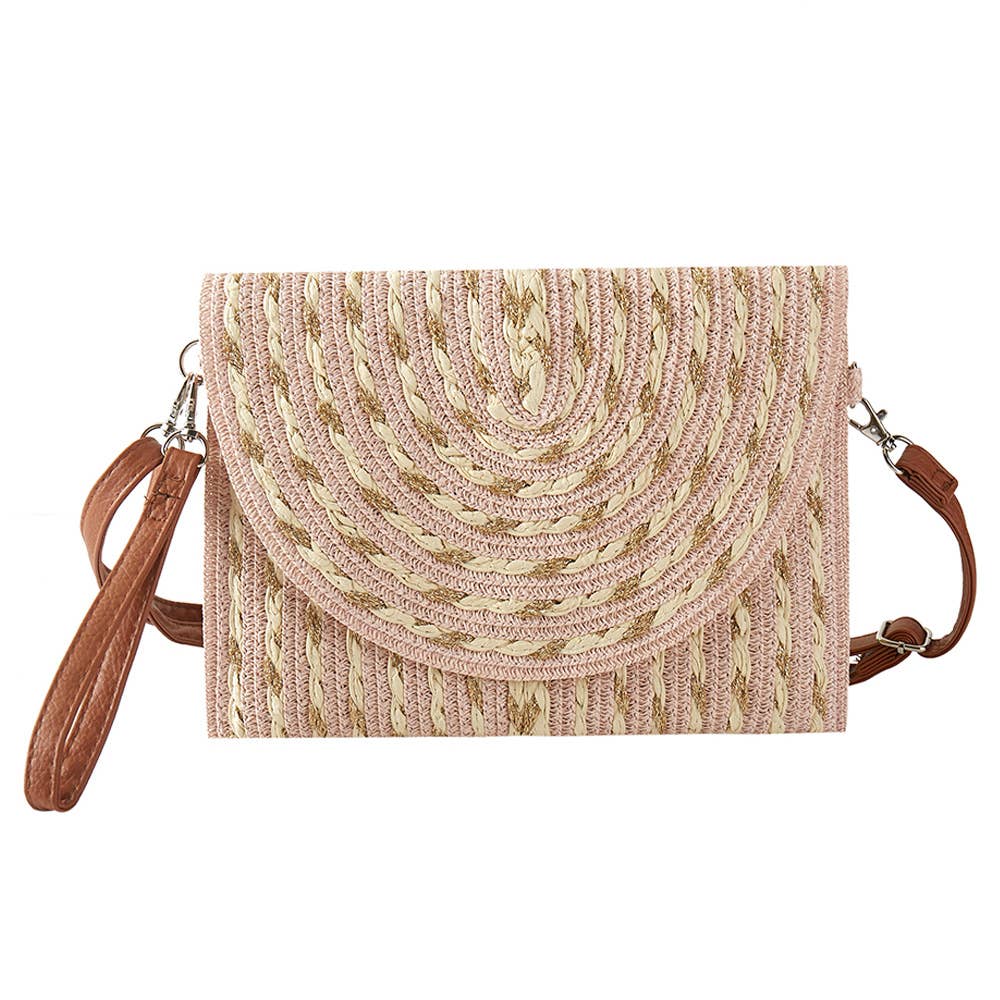 Sensibling Corp. - Wholesale Clutch Bag - Women's - Gold Threads Mixed Straw Clutch Bag / Crossbody Bag
3
