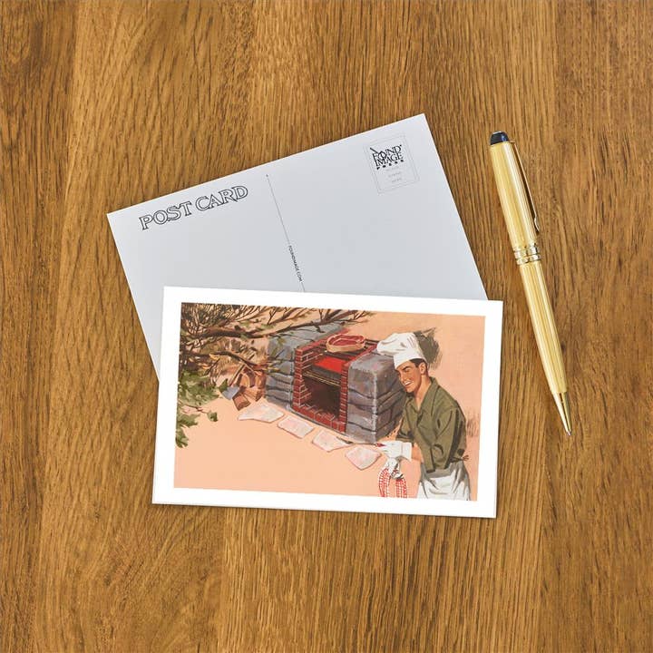 Found Image Press - Wholesale Postcard - Postcard CK-77 Man Preparing to Barbecue 1