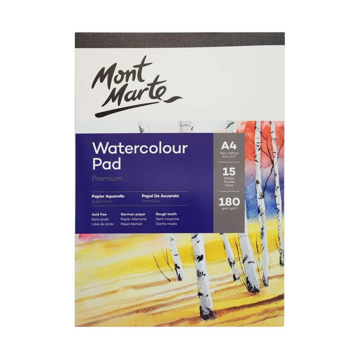 Watercolor Pad German Paper Premium A4 180gsm 15 Sheet for wholesale by Mont Marte Usa, Inc.