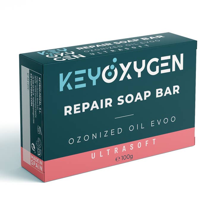 Barre de savon réparatrice KeyOxygen. Savon naturel ozonisé pour la vente par KeyBiological S.L.