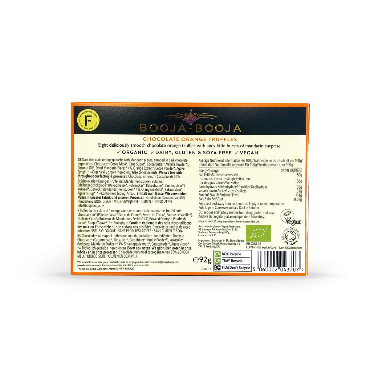 Booja-Booja – wholesale Chocolate box – Chocolate Orange Eight Truffle Packs 8 x 92g2