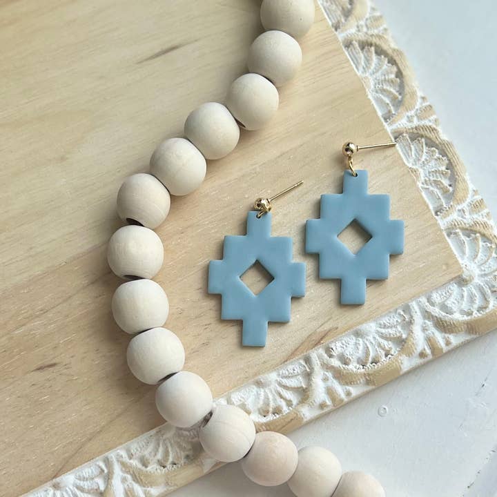 Courage & Calling - Wholesale Dangle Earrings - Aztec Dangles in Washed Denim2