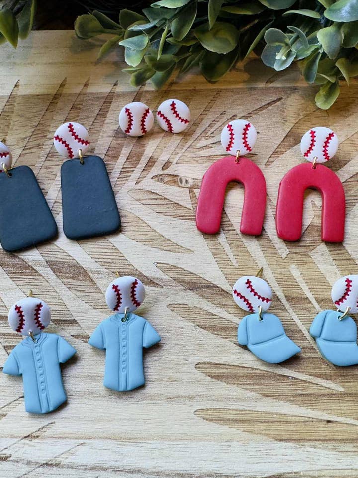 Baseball Collection Handmade Clay Earrings for wholesale by KBH CREATIONS