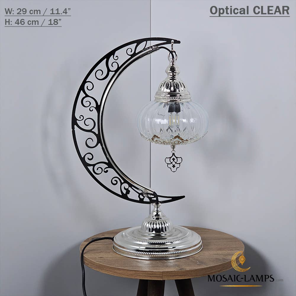 Mosaic Lamps - Vendita all'ingrosso Lampada da scrivania/d'accento - Lampada da scrivania Turkish Moon in argento, luci ad arco marocchine, Murano C7