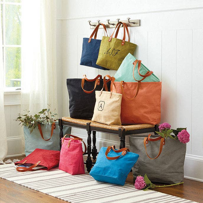 MiMi Wholesale - Wholesale Tote Bag - Women's - JUTE Leather Handle Jute Burlap Tote