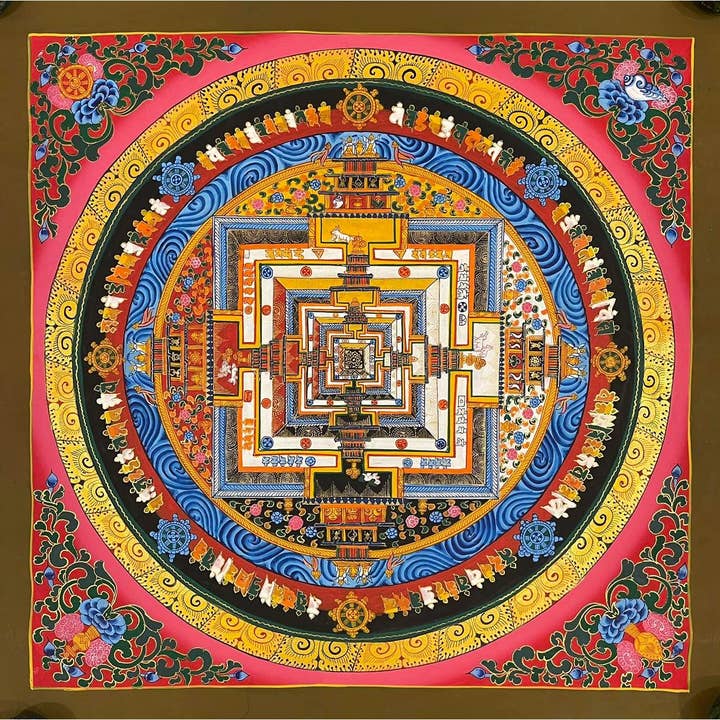 Pintura Thangka Tibetana do Mandala Kalachakra por atacado de Art Of Tibet