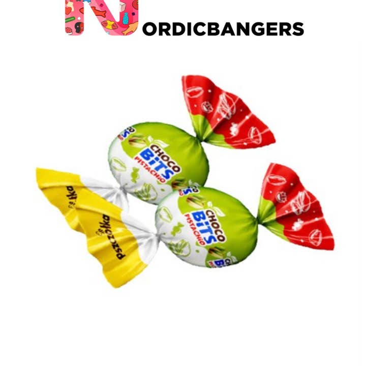 Swedish Christmas Candy - CHOCO BITS PISTACHIO PRALINE for wholesale by Nordicbangers - Swedish Candy Supply