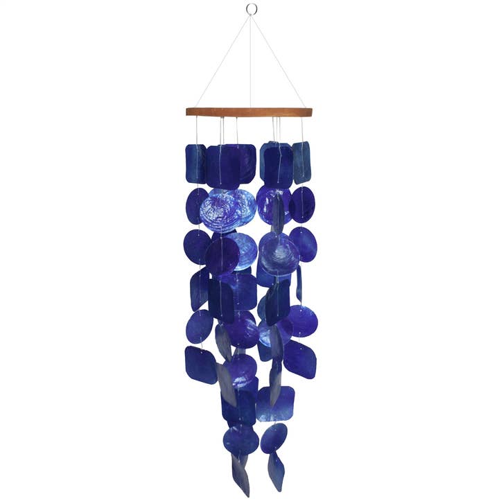 World Buyers - Wholesale Wind Chime - Deep Blue Sea Capiz Shell Chime - PTS123