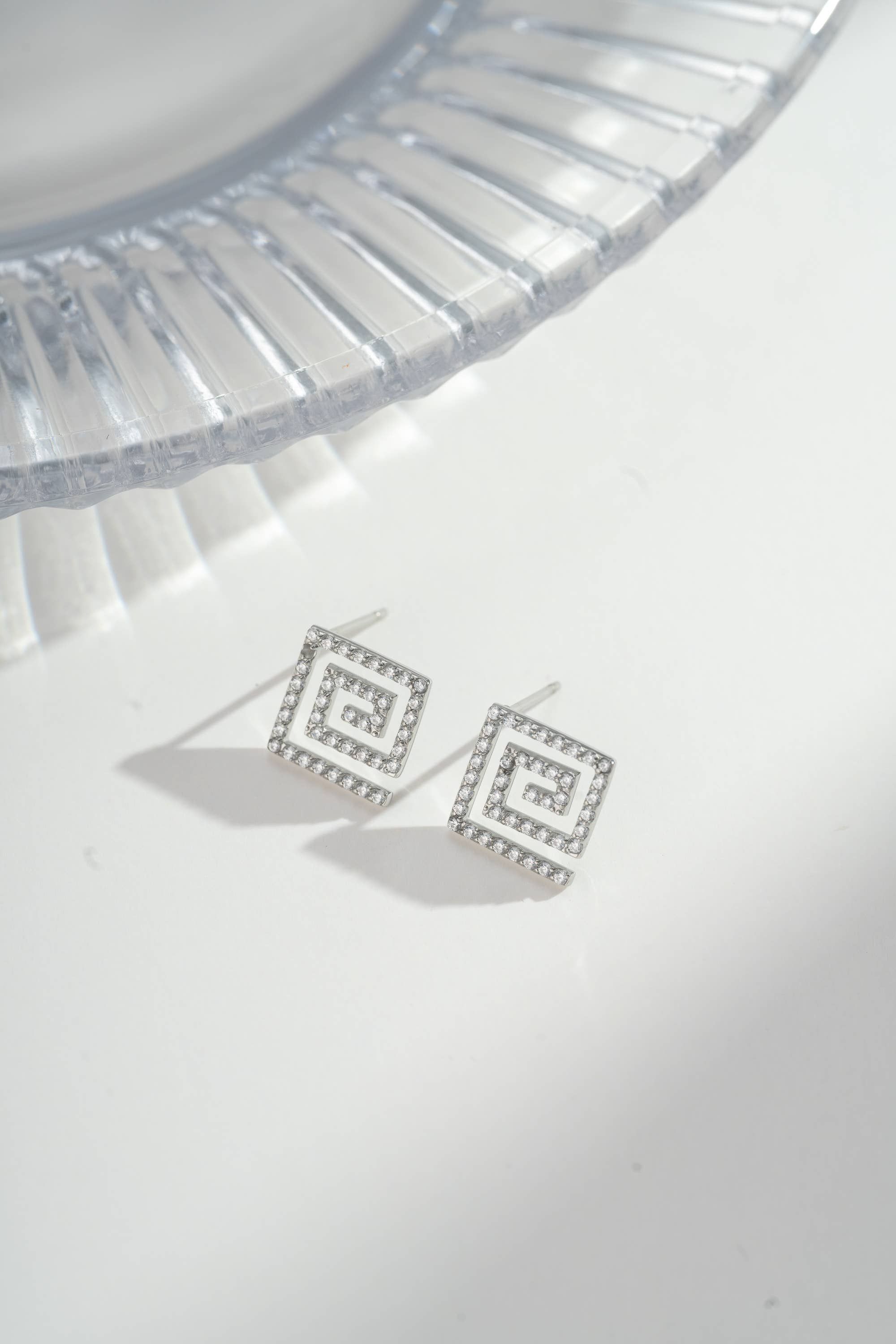 COSMOS – wholesale Jewellery set – Rectangular Spiral Crystal Set 4 Pieces Steel7