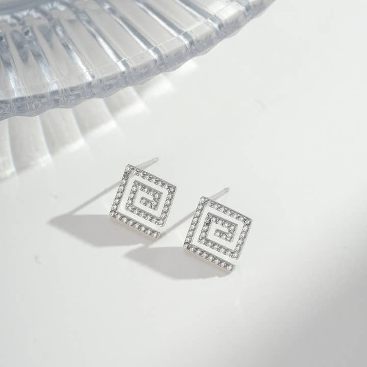 COSMOS - Wholesale Jewelry Set - Rectangular Spiral Crystal Set 4 Pieces Steel7