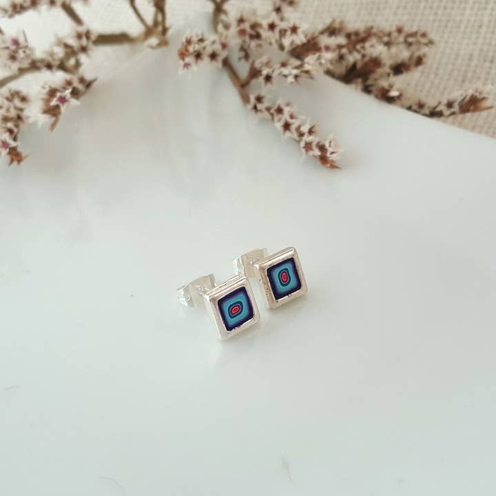 PASTACUITA - Wholesale Stud/Post Earrings - Small square earrings. A basic in our catalog, "Millefiori"12