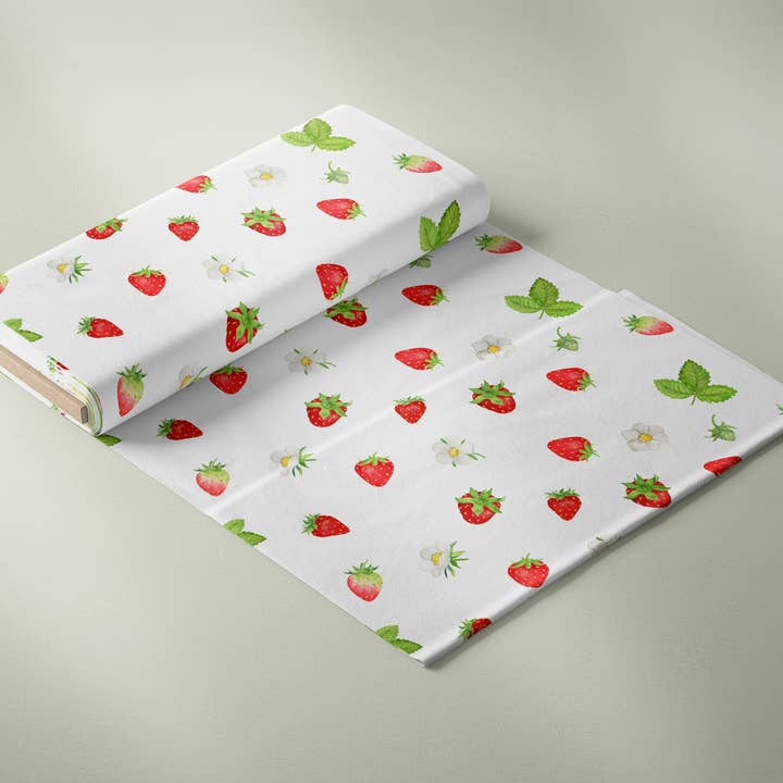 bb drou & Compagnie – Rolo de tecido por atacado – tecido de algodão premium com estampa de morangos2