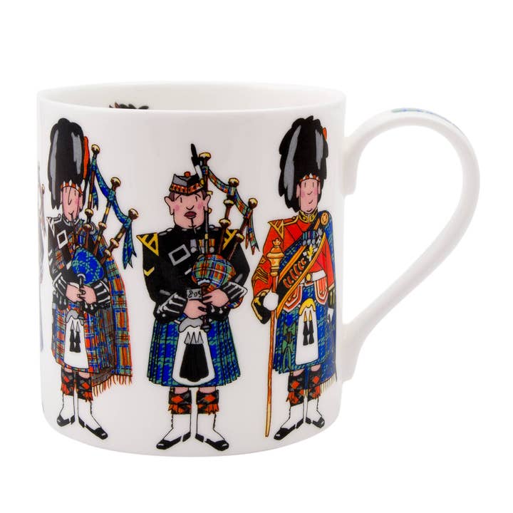 Scottish Pipers Fine Bone China Mug for wholesale by Alison Gardiner US