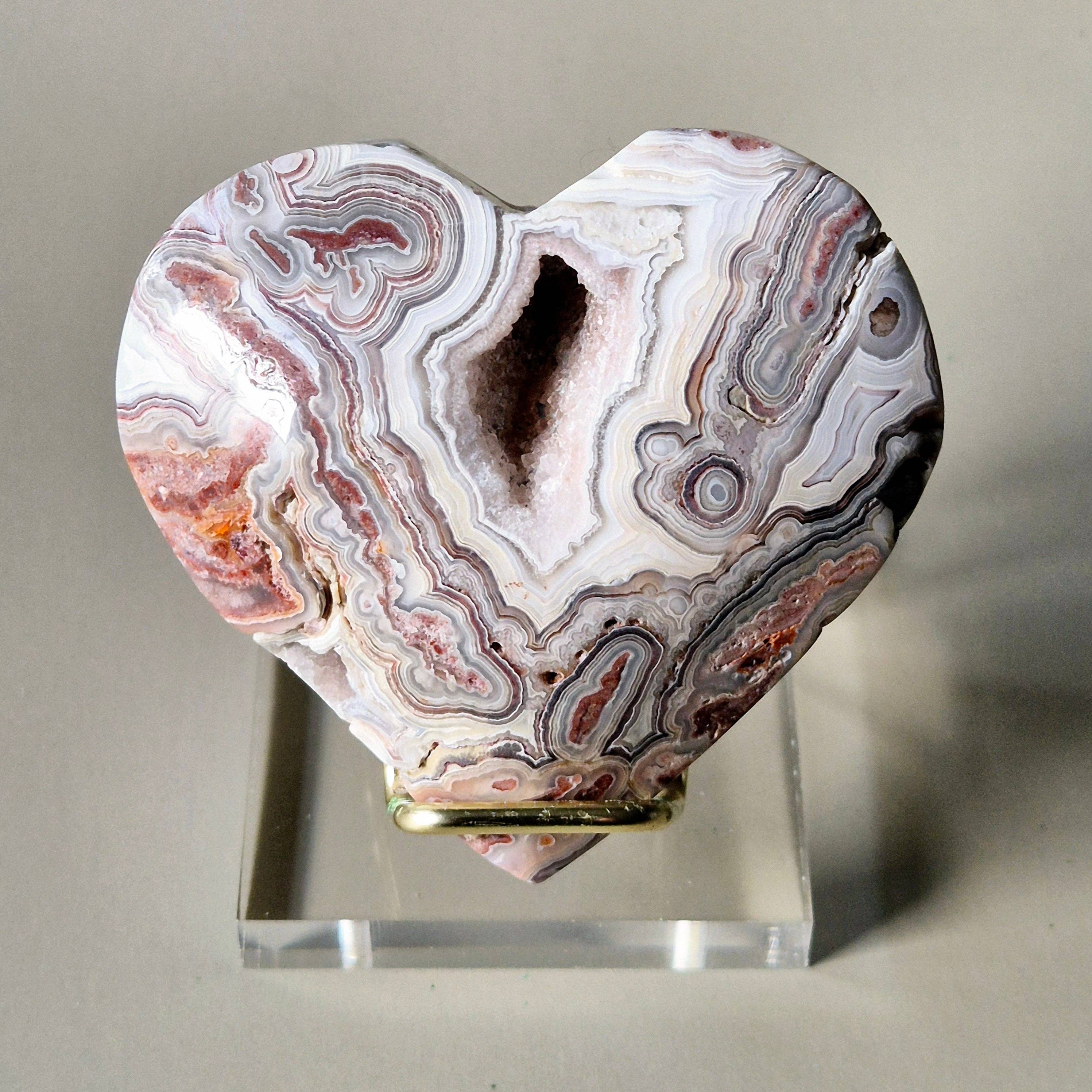 Moonlight Gemstones - Wholesale Spiritual Stone/Crystal - Mexican Crazy Lace Agate Heart with Stand3