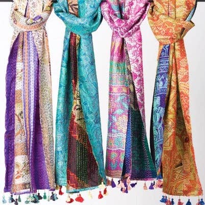 PEI - Wholesale Scarf - Women's - Kantha Silk Sari Scarves1