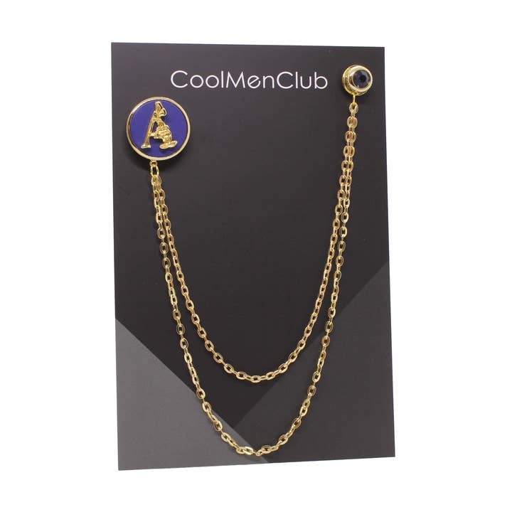 Customized Handmade Chain Lapel Brooch Personalized Letter for wholesale by COOLMENCLUB