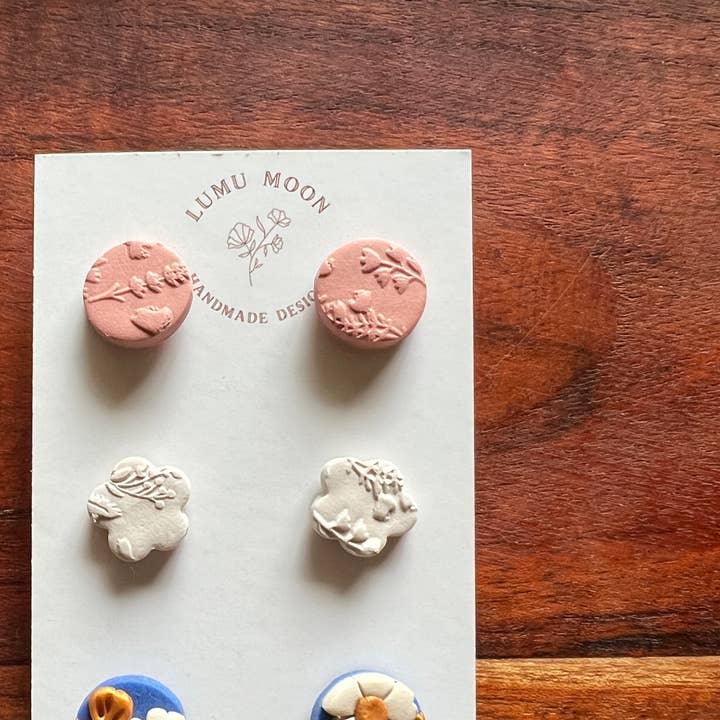 Blue Blossom - Stud Pack (3 pack) for wholesale by Lumu Moon Handmade Designs