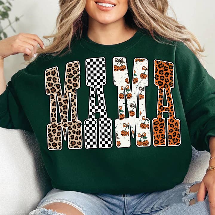 Mama Pumpkin Leopard T-Shirt, Fall Halloween Sweatshirt for wholesale by NVC Ecommerce LLC