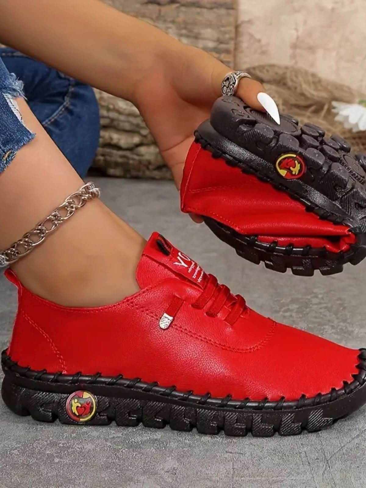 REMOVED BRAND - Wholesale Slip On Sneakers - Women's - PU Leather Round Toe Slip-Ons8