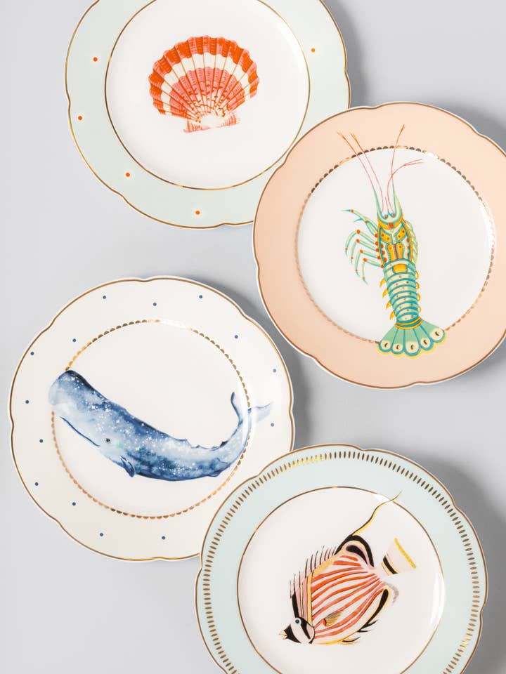 Yvonne Ellen Fishy Tea Plates (set Of 4) for wholesale by Yvonne Ellen