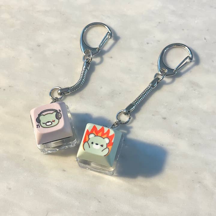 Keycap Clicker Keychains with RGB LED - deadlybearhug designs for wholesale by deadlybearhug