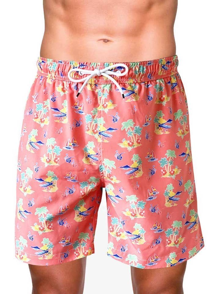 Coral Marine Scene Swim Trunk for wholesale by Bluefin USA