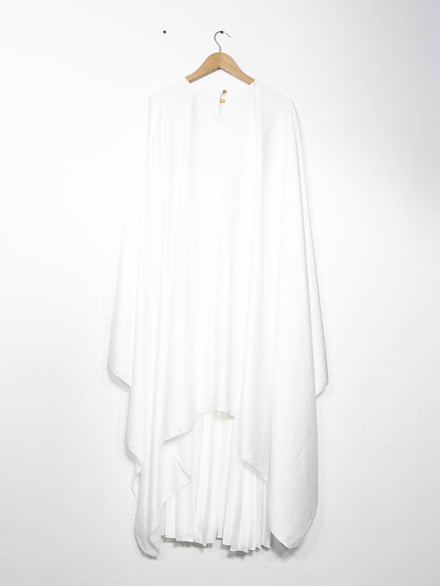 IDEAL OUTFIT - Vente Robe – femme - Abaya fluide plissée avec cape intégrée en satin ref:Y10216