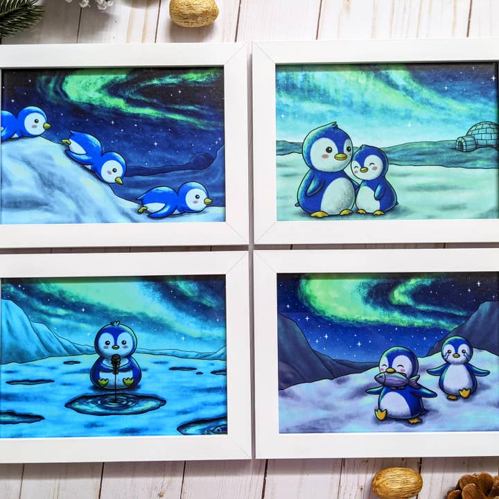 Penguin Life Art Print voor wholesale door Bubbly Seed LLC