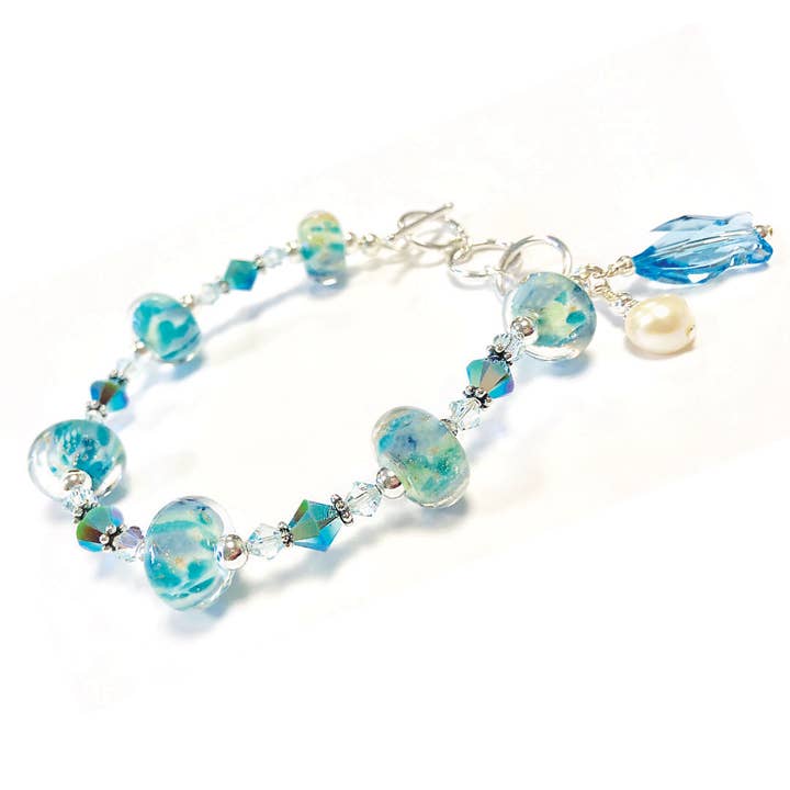 Azure Seas seks perle armbånd for engroshandel hos Beach Memories® Glassworks