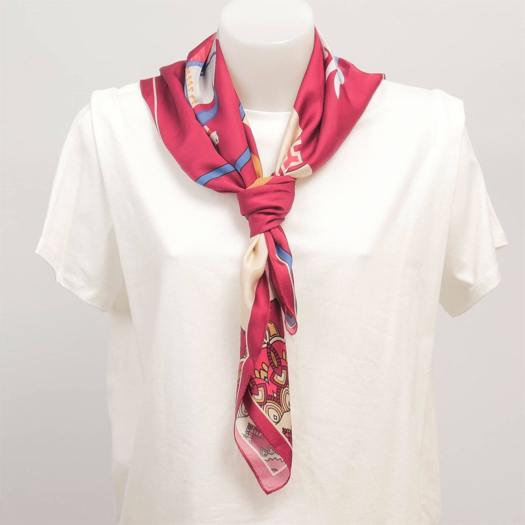 Cecile Wang - Wholesale Scarf - Women's - Printed square scarf with horses 80x80 KD8824VS5
