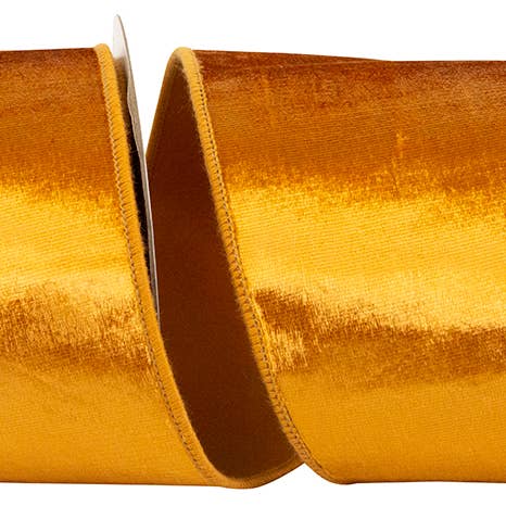 RELIANT RIBBON - Wholesale Ribbon - Gift Wrapping - Velvet Colors Plush Deluxe Backed Wired Edge, Copper, 4 In