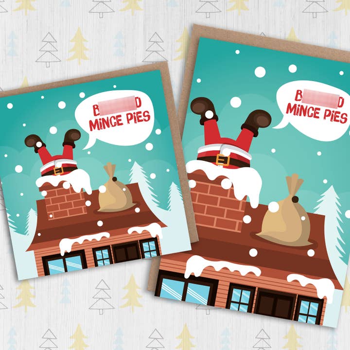 Prints With Personality - Wholesale Christmas Card - Rude, swear word Christmas card: Bastard mince pies6