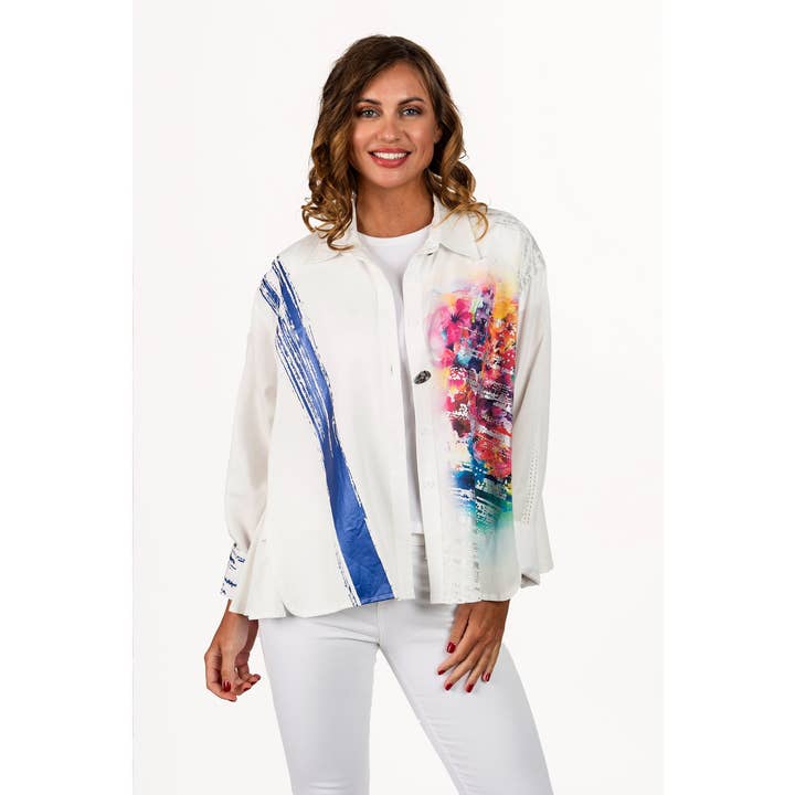 handprinted sleeve jacket for wholesale by Lemon Grass