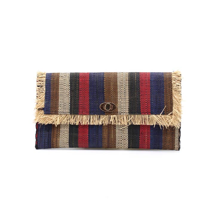 Shebobo - Wholesale Clutch Bag - Women's - Sophie Straw Envelope Clutch Purse with Raw Fringe Trim Edge