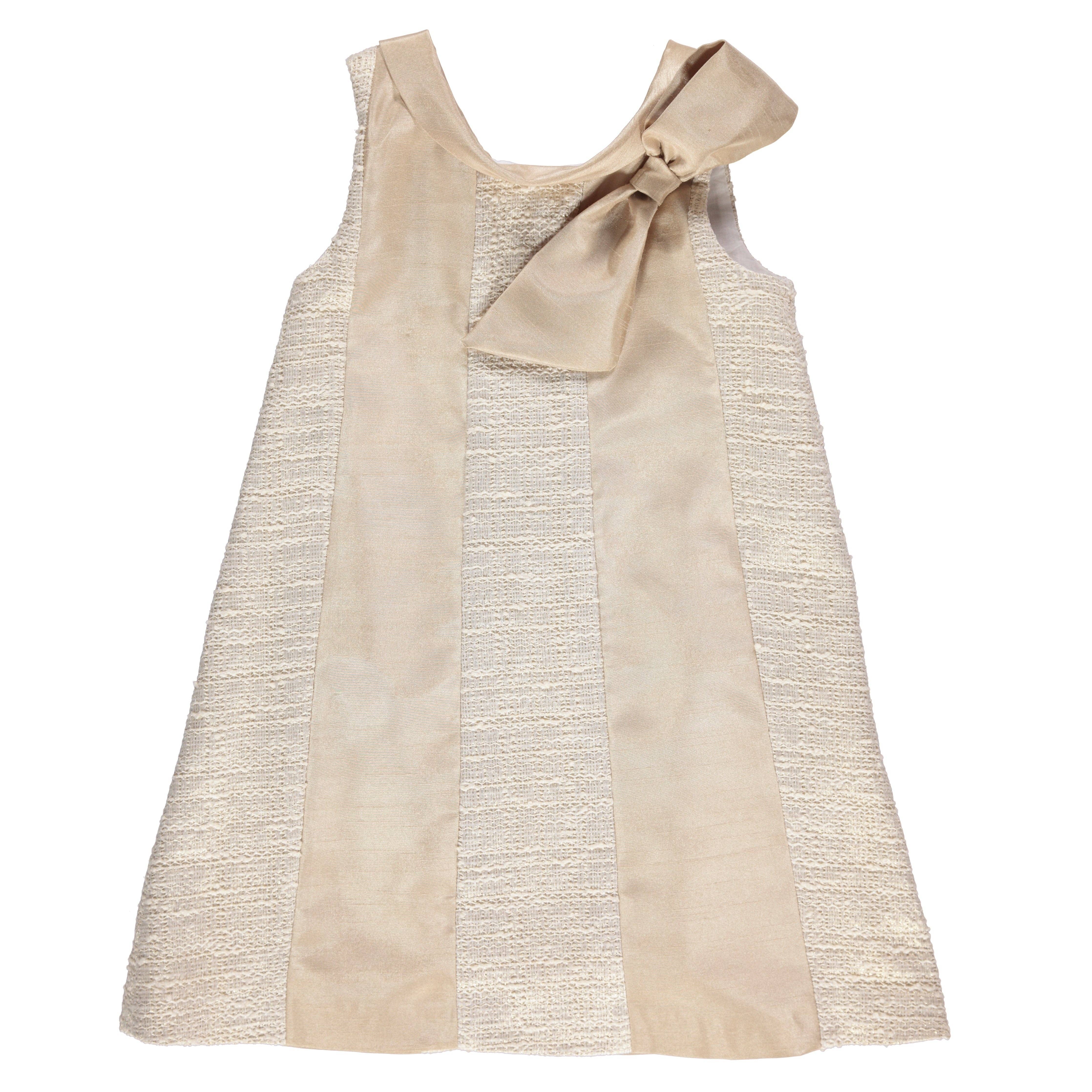 Rosa Vestido bege e dourado sem mangas com laço for wholesale on Faire0