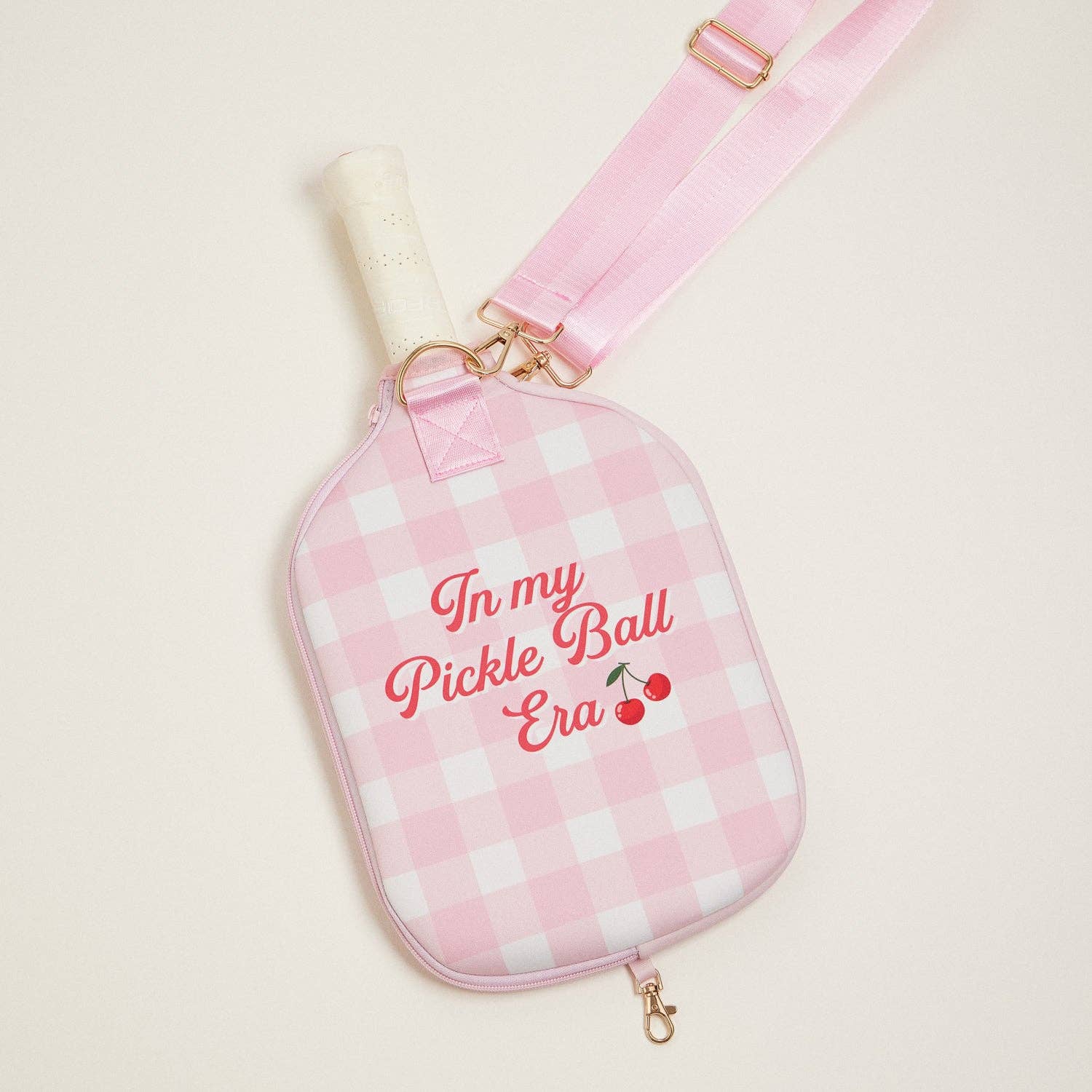 Rosa Borsa per racchette da pickleball in neoprene Checker and Cherry in vendita all'ingrosso su Faire2