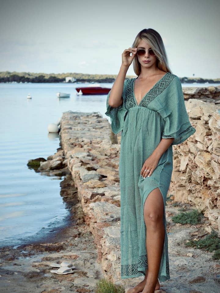 Bohemian style butterfly sleeve dress for wholesale by Arena Formentera