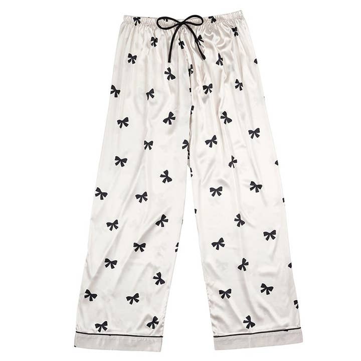 Long Sleeve PJ Set - Ivory/Black Bow for wholesale by Bella Sleep + Spa