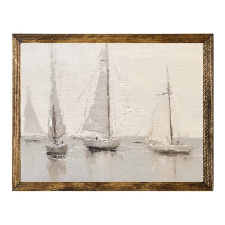 MARCO DE MADERA VELERO NEUTRO DECORACIÓN NÁUTICA COSTERA para venta al por mayor de Jarmz Designs