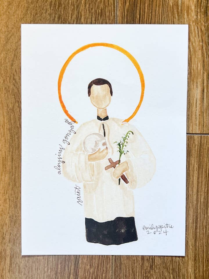 St. Aloysius Gonzaga - 5x7 Print for wholesale by Emily S Pitre Art