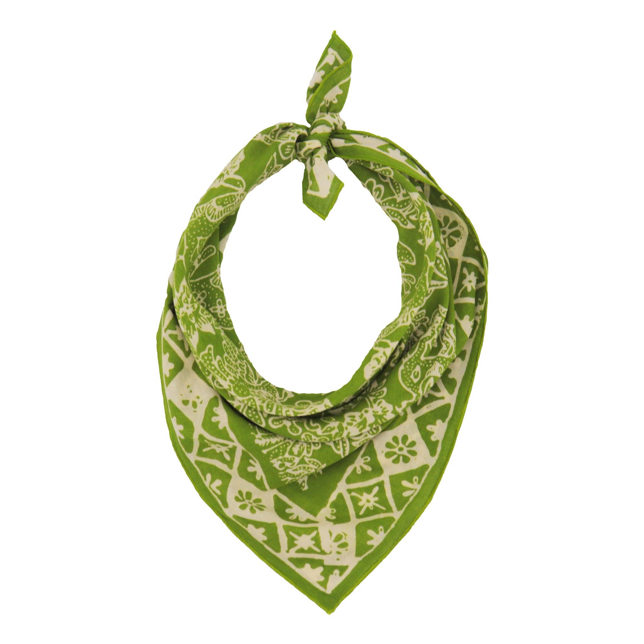 Kasih Co-op - Wholesale Bandana - Women's - Hand Dyed Batik Bandana, 100% Soft Cotton, Green Serenity4