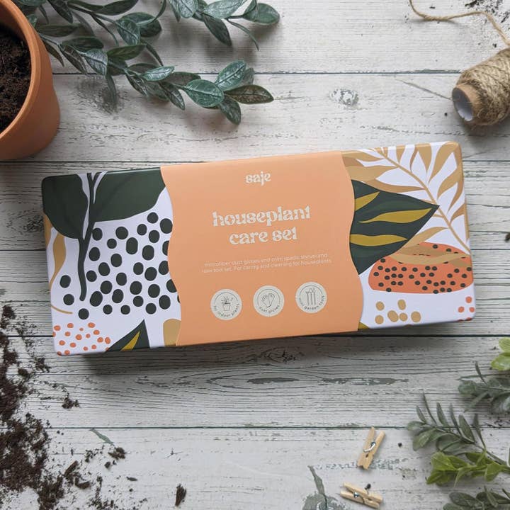 Robert Frederick Ltd – wholesale Trädgårdsverktyg – Saje Växtvårdskit - Bladdammsvantar och Miniverktyg - Håll Inomhusväxter Friska3