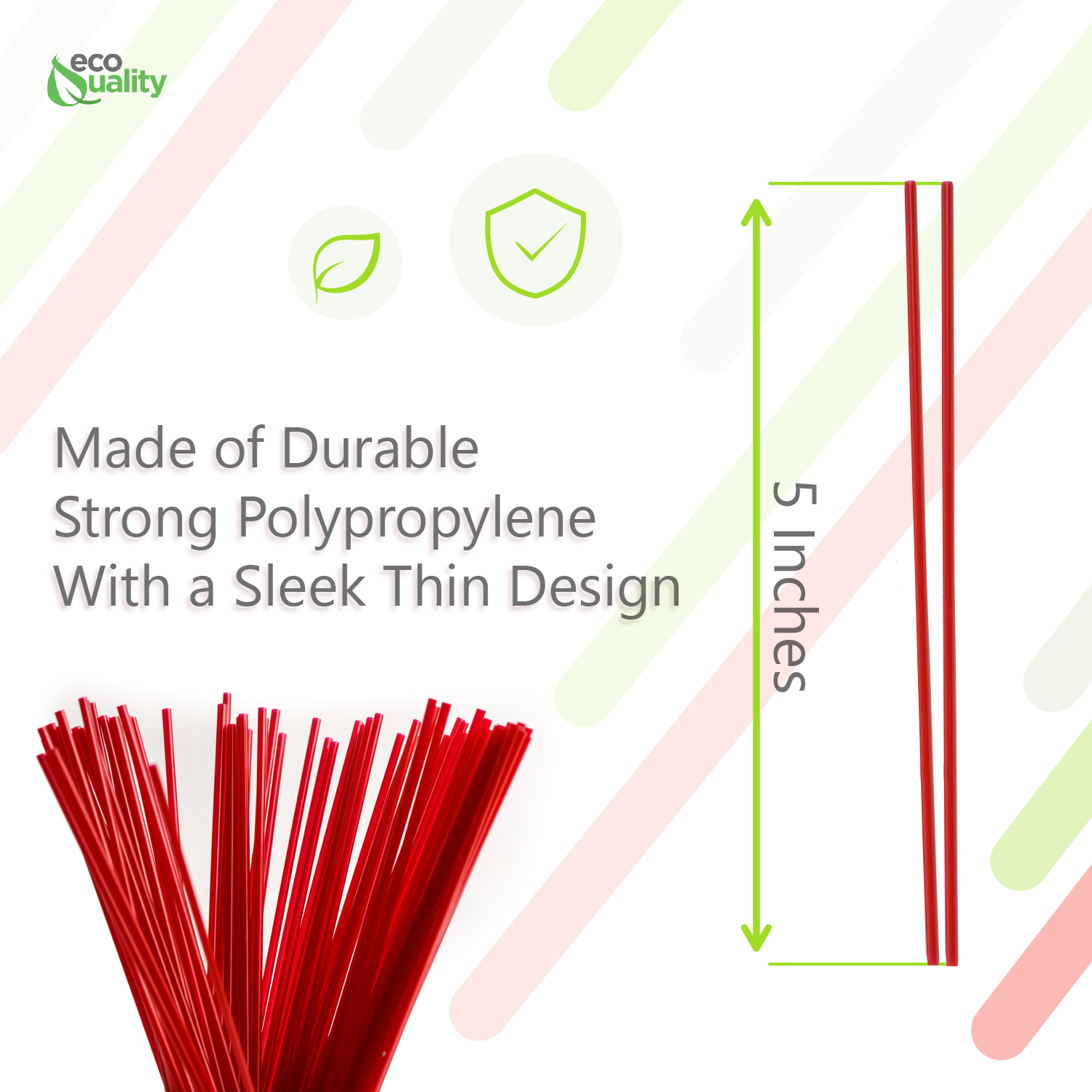 EcoQuality - Wholesale Drink Stirrer - 5" Red Plastic Stirrer Sip Straws For Coffee, Cocktail, Latt2