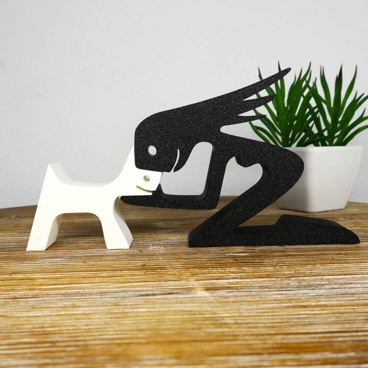 Minimalist Girl and Dog Sculpture, Modern Dog Statuette Love for wholesale by Herbs&Belles