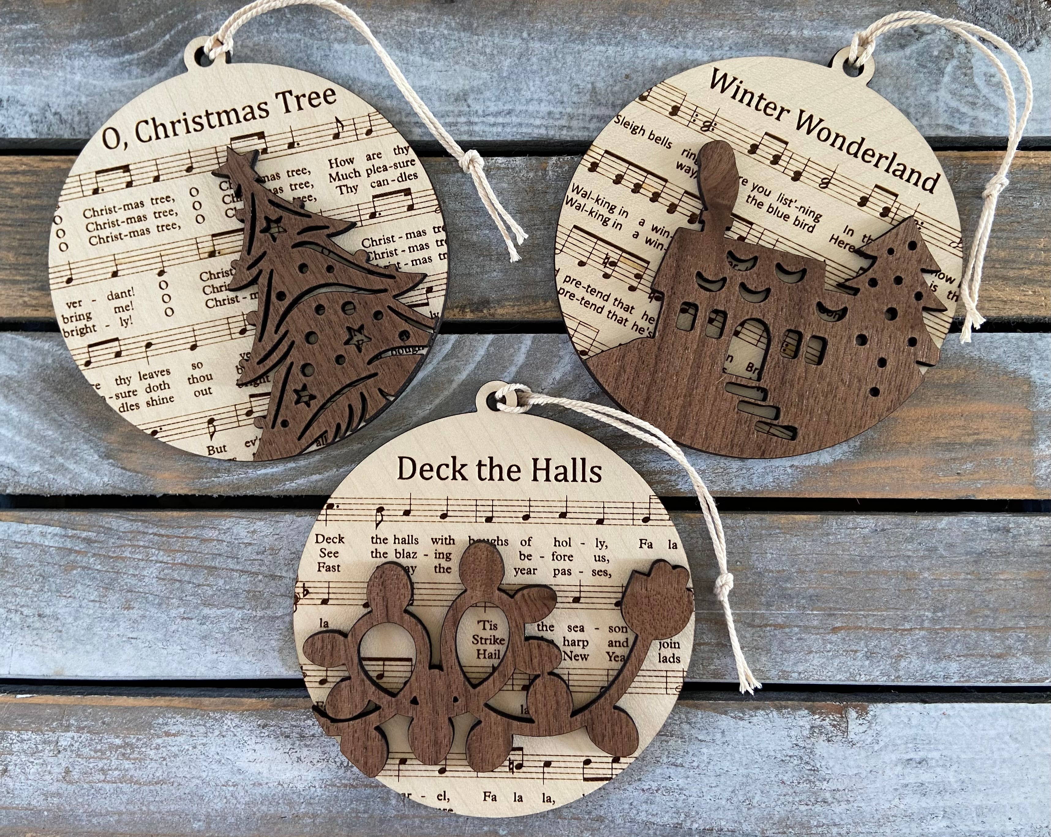 Chickadee Creations - Wholesale Ornament - Christmas songs ornament, wooden 2D ornament1